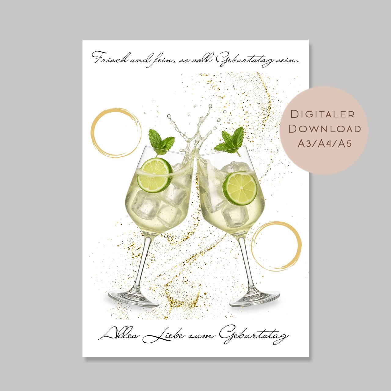 Geldgeschenk Hugo Cocktail I Gutschein Mädelsabend I Geschenk Frau Ausdrucken I Geburtstag Freundin Geld schenken I Geburtstagsgeschenk PDF