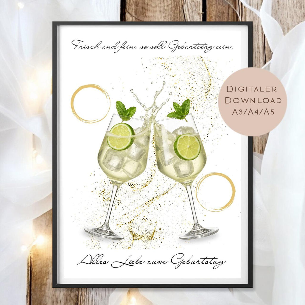 Geldgeschenk Hugo Cocktail I Gutschein Mädelsabend I Geschenk Frau Ausdrucken I Geburtstag Freundin Geld schenken I Geburtstagsgeschenk PDF