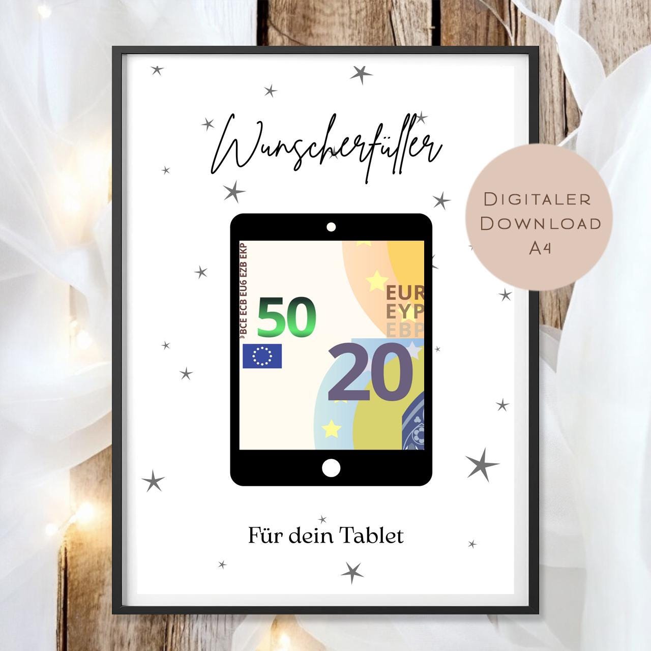Digital Geburtstag Geldgeschenk Tablet PC Computer Gamer Geld schenken Geschenk Gutschein Geburtstagsgeschenk Wunscherfüller download A4