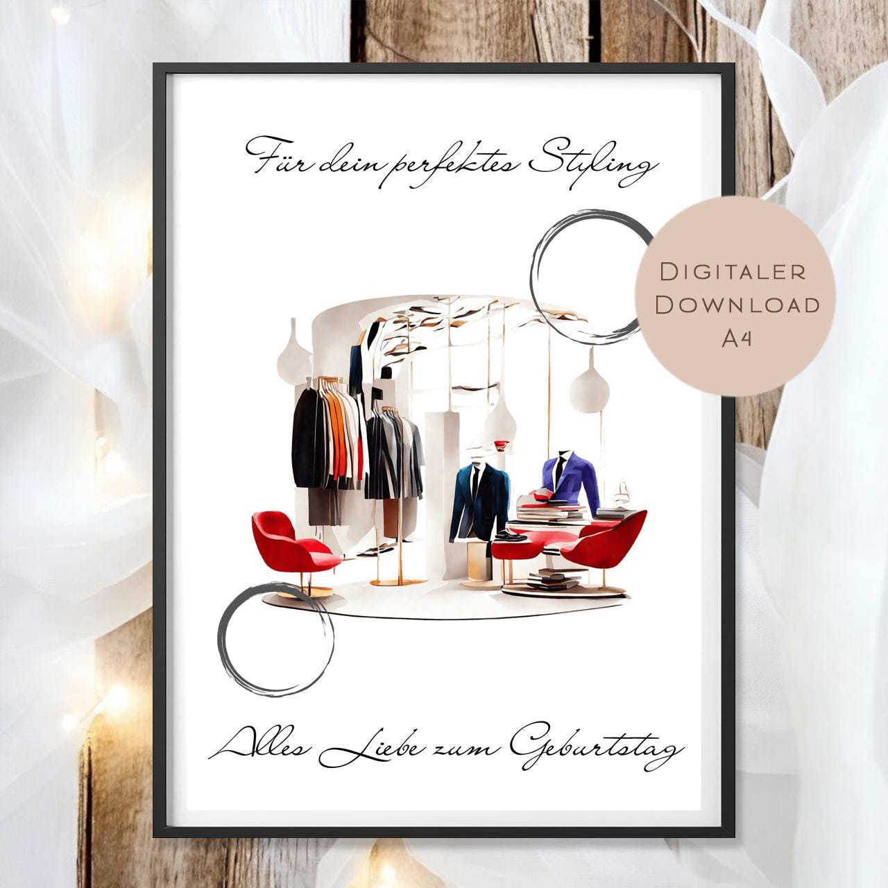 Geldgeschenk Mann shoppen I Gutschein einkaufen I Geschenkidee Mode Ausdrucken I Geburtstag Geld schenken I Geburtstagsgeschenk PDF A4