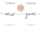 Hochzeit Tischnummern Zahlen A5 PDF l personalisiert mit Namen & Datum Sitzplan l zum Ausdrucken l digitale Tischkarten Hochzeit Namen
