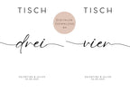 Hochzeit Tischnummern Zahlen A5 PDF l personalisiert mit Namen & Datum Sitzplan l zum Ausdrucken l digitale Tischkarten Hochzeit Namen