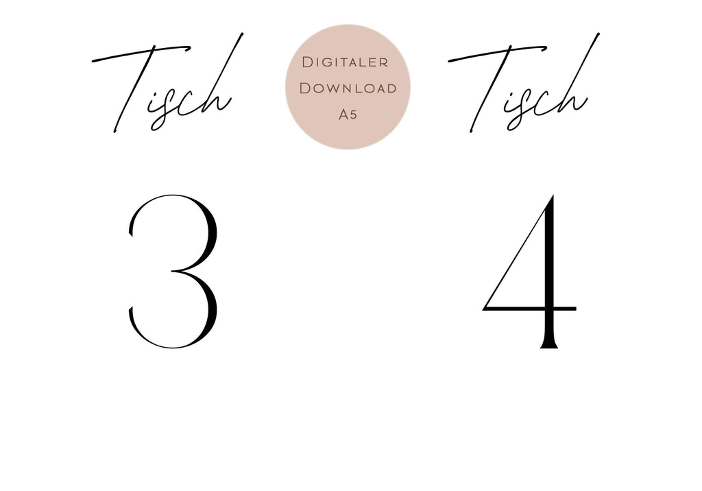 Hochzeit Tischnummern Zahlen 1-20 A5 PDF l Tischordnung Hochzeit Sitzplan l zum Ausdrucken l digitale Tischkarten Hochzeit