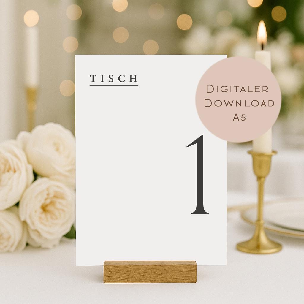 Hochzeit Tischnummern Zahlen 1-20 A5 PDF l Tischordnung Hochzeit Sitzplan l zum Ausdrucken l digitale Tischkarten Hochzeit