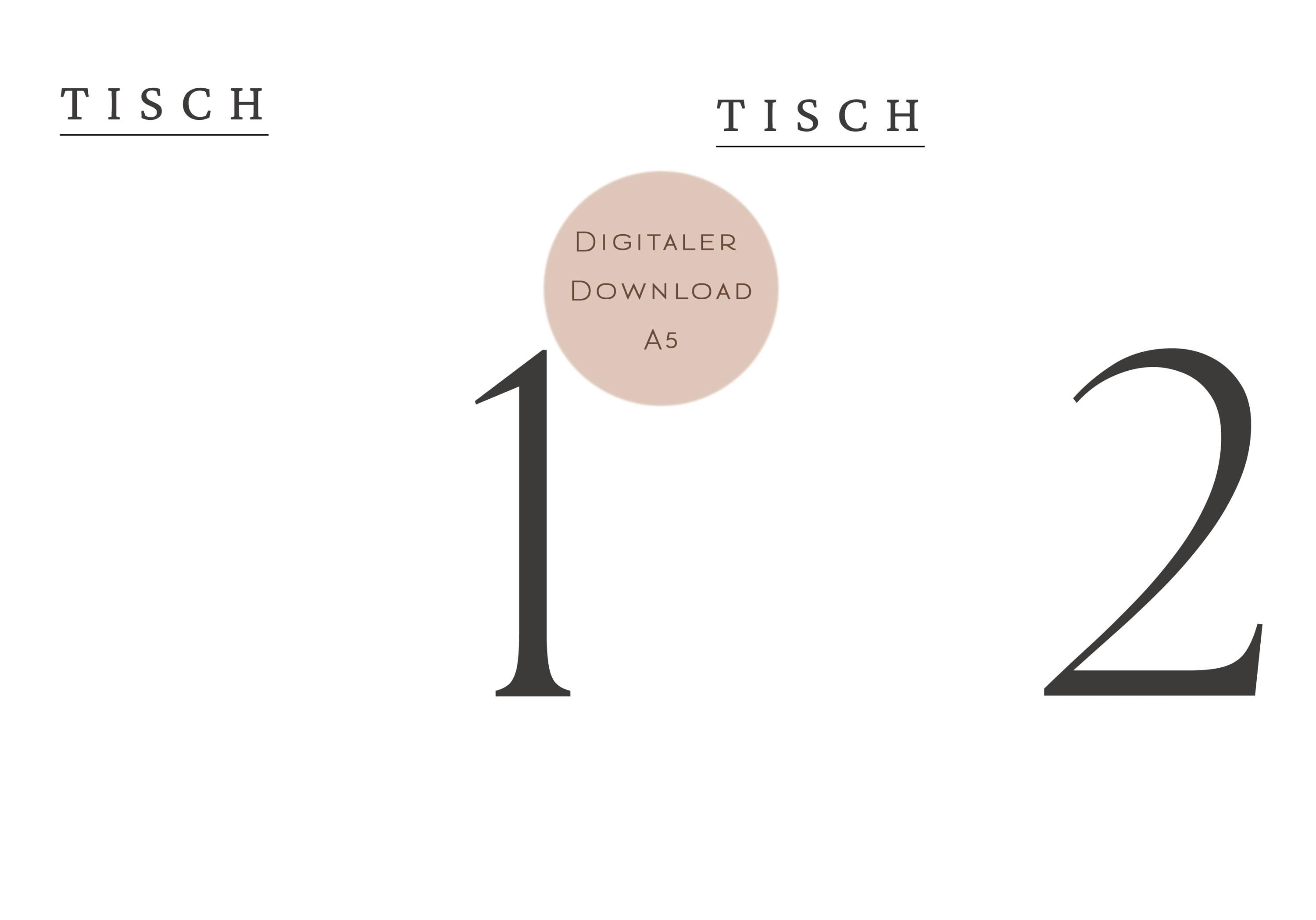 Hochzeit Tischnummern Zahlen 1-20 A5 PDF l Tischordnung Hochzeit Sitzplan l zum Ausdrucken l digitale Tischkarten Hochzeit