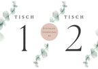 Hochzeit Tischnummern Zahlen 1-20 A5 PDF l Tischordnung Hochzeit Sitzplan l zum Ausdrucken l digitale Tischkarten Hochzeit Eukalyptus Boho