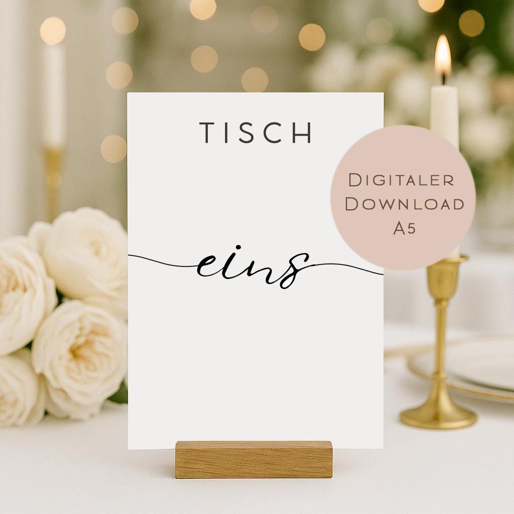 Hochzeit Tischnummern Zahlen 1-20 A5 PDF l Tischordnung Hochzeit Sitzplan l zum Ausdrucken l digitale Tischkarten Hochzeit