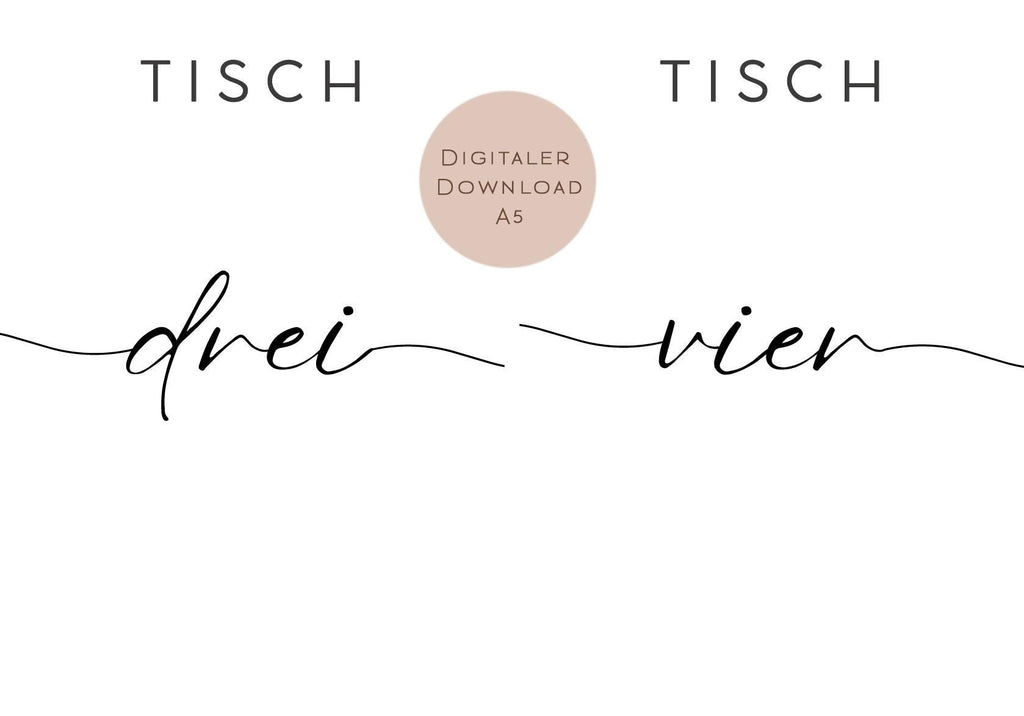 Hochzeit Tischnummern Zahlen 1-20 A5 PDF l Tischordnung Hochzeit Sitzplan l zum Ausdrucken l digitale Tischkarten Hochzeit