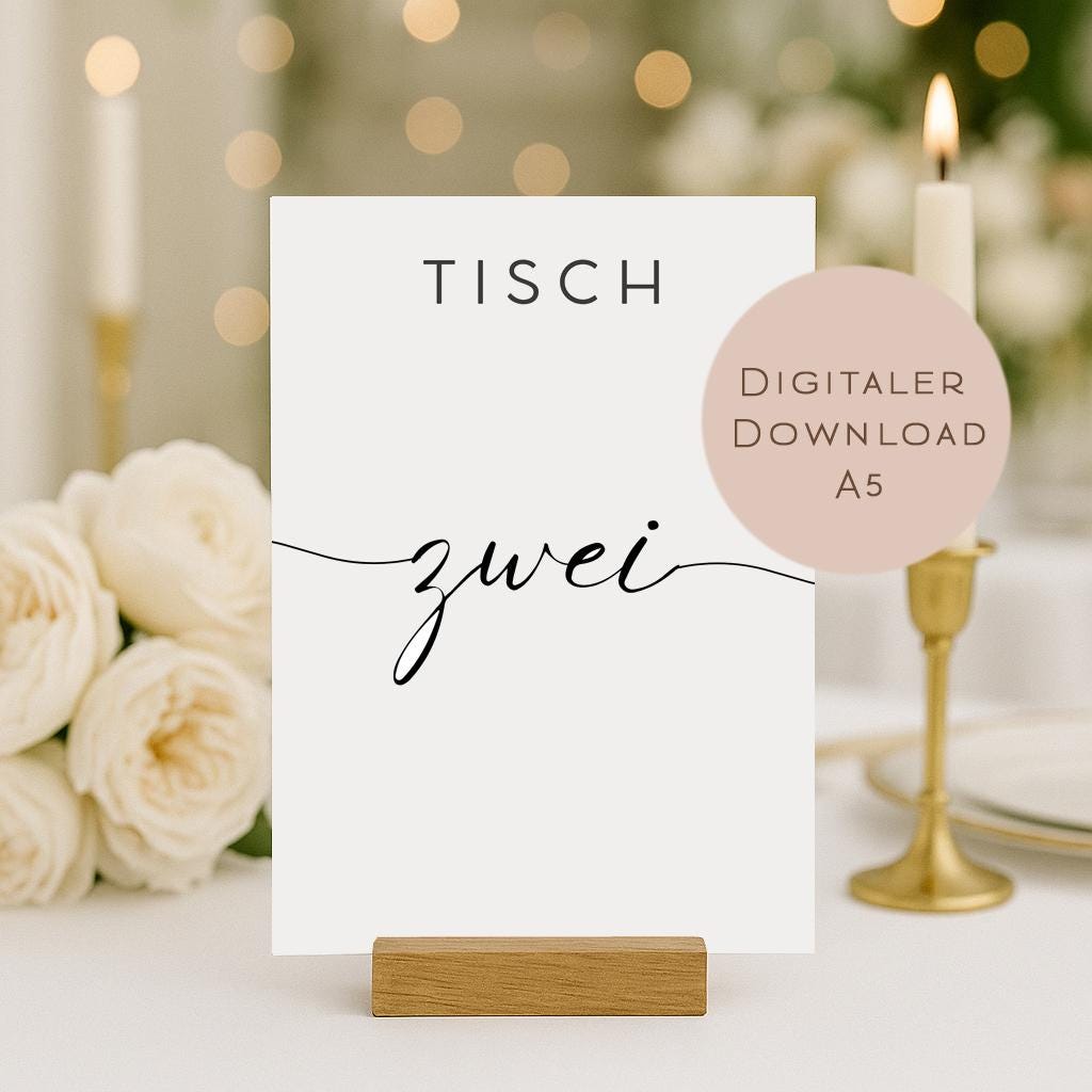 Hochzeit Tischnummern Zahlen 1-20 A5 PDF l Tischordnung Hochzeit Sitzplan l zum Ausdrucken l digitale Tischkarten Hochzeit
