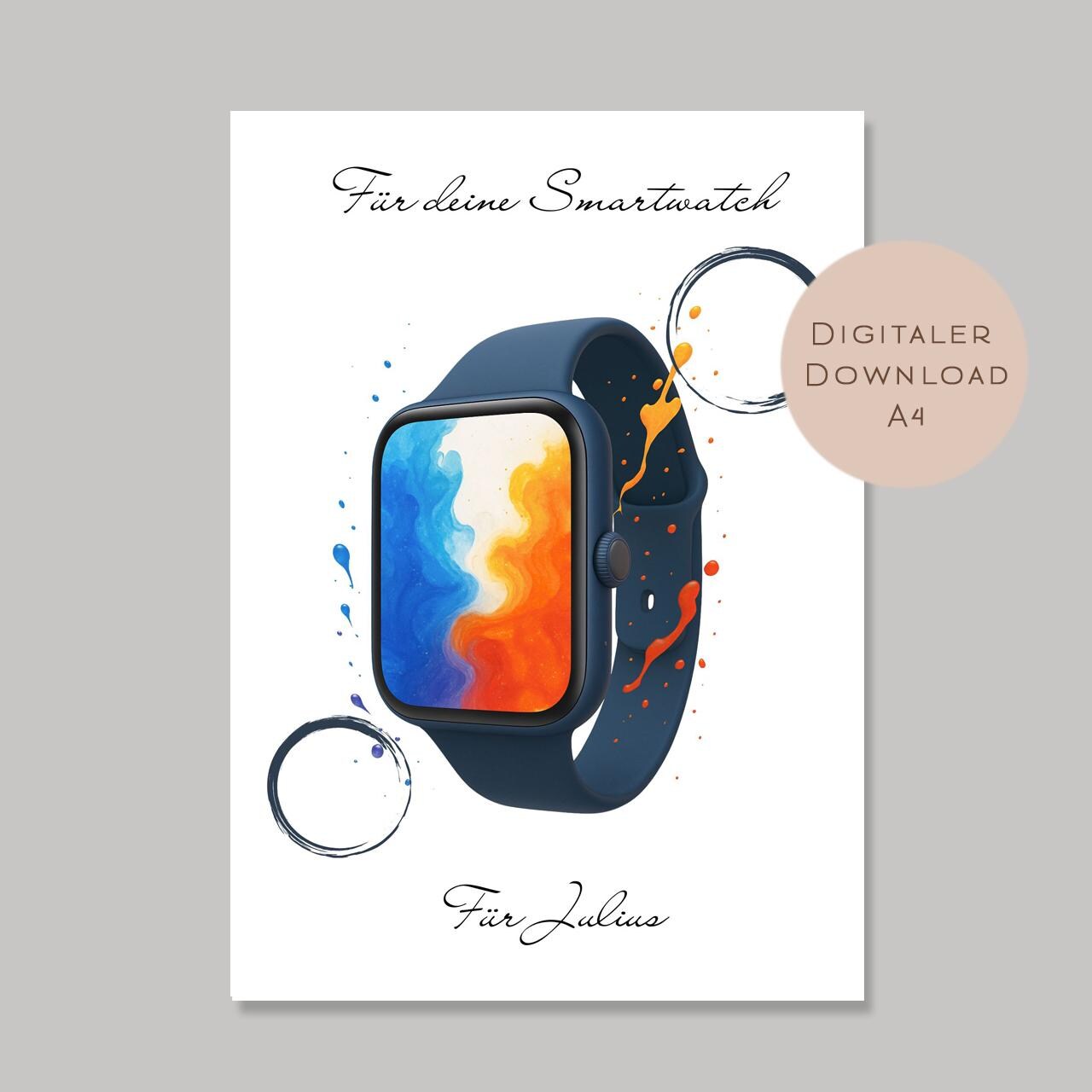 Geburtstag Geldgeschenk Smartwatch I Gutschein für Uhr I Fitness Geschenk Name zum Ausdrucken I Geld schenken I Geburtstagsgeschenk PDF A4