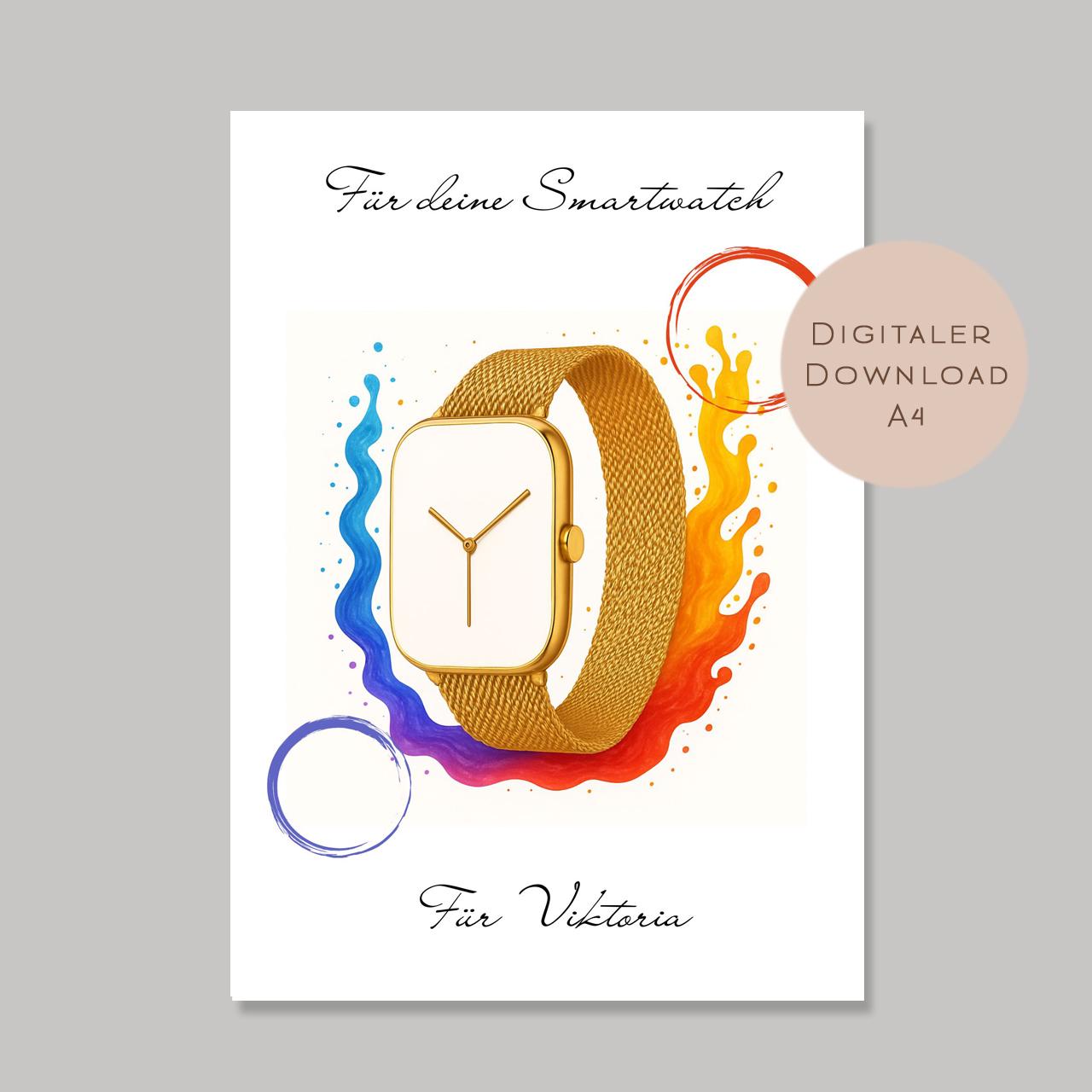 Geburtstag Geldgeschenk Smartwatch I Gutschein für Uhr I Fitness Geschenk Name zum Ausdrucken I Geld schenken I Geburtstagsgeschenk PDF A4