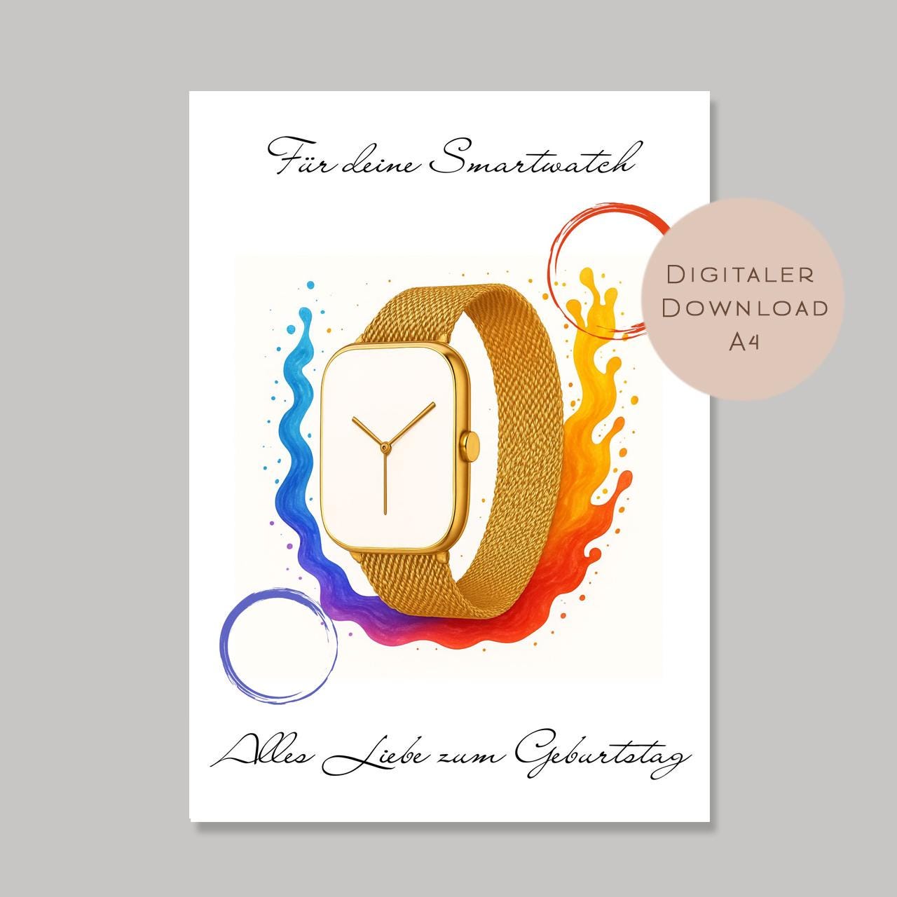Geburtstag Geldgeschenk Smartwatch I Gutschein für Uhr I Fitness Geschenk Name zum Ausdrucken I Geld schenken I Geburtstagsgeschenk PDF A4