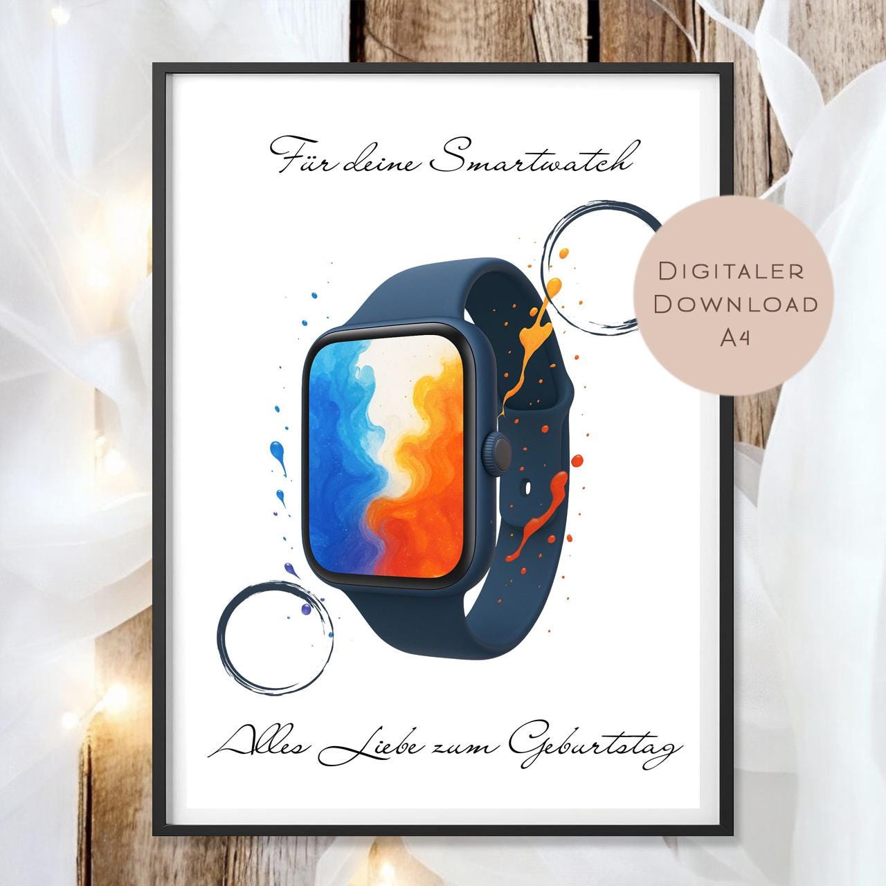 Geburtstag Geldgeschenk Smartwatch I Gutschein für Uhr I Fitness Geschenk zum Ausdrucken I Geld schenken I Geburtstagsgeschenk PDF A4