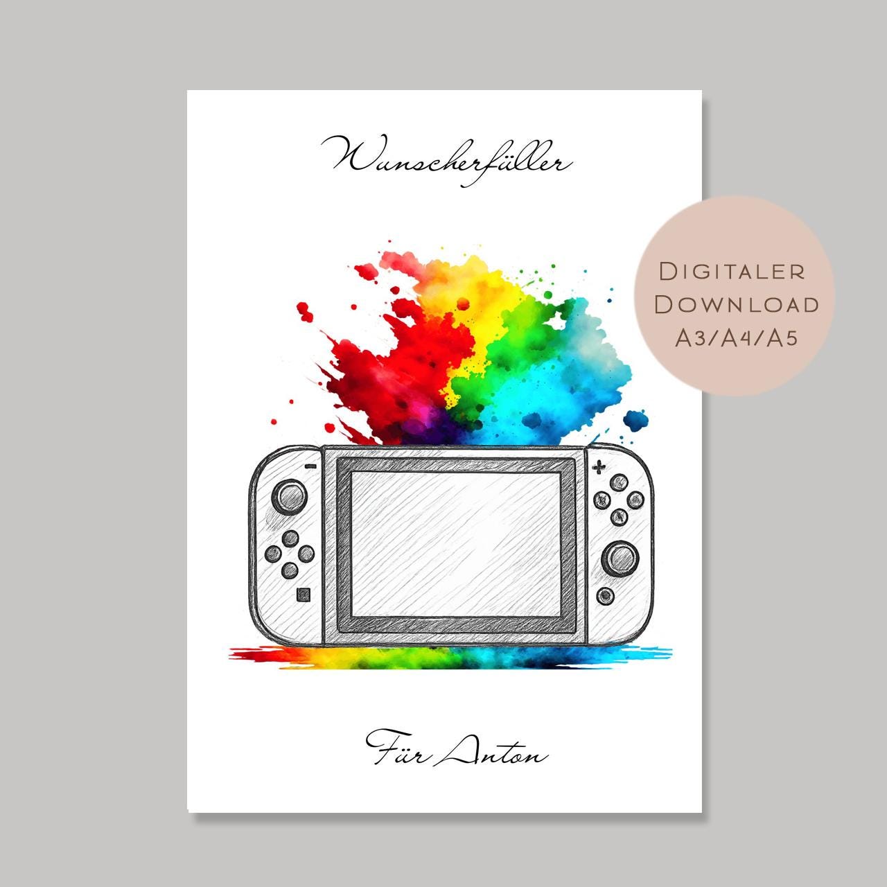 Geldgeschenk Spielkonsole l Geburtstag Geld schenken l Gamer Geschenk Zocker l Gutschein Geburtstagsgeschenk Name personalisiert PDF