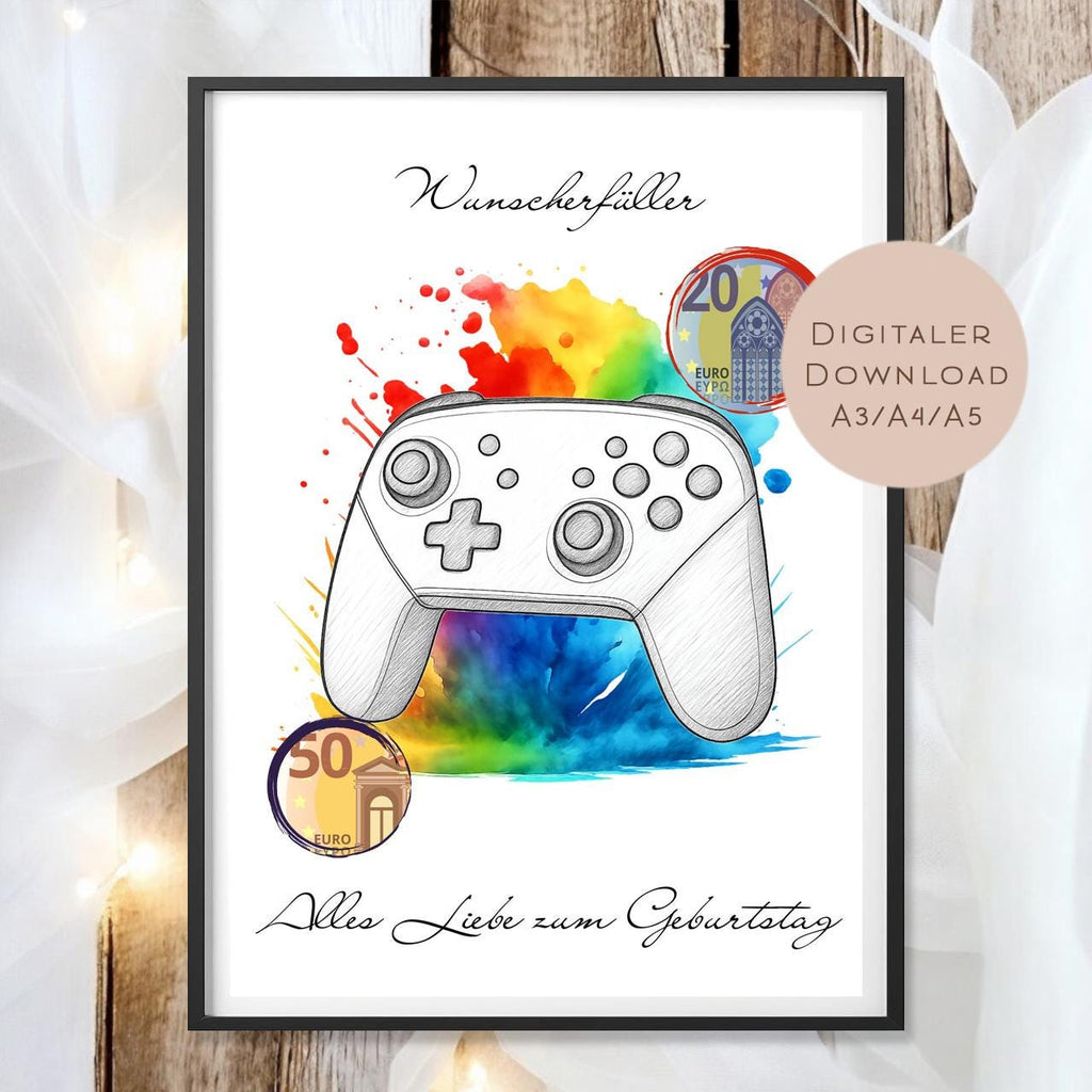 Geldgeschenk Controller Joystick l Geburtstag Geld schenken l Gamer Geschenk Zocker l Gutschein Geburtstagsgeschenk Wunscherfüller PDF