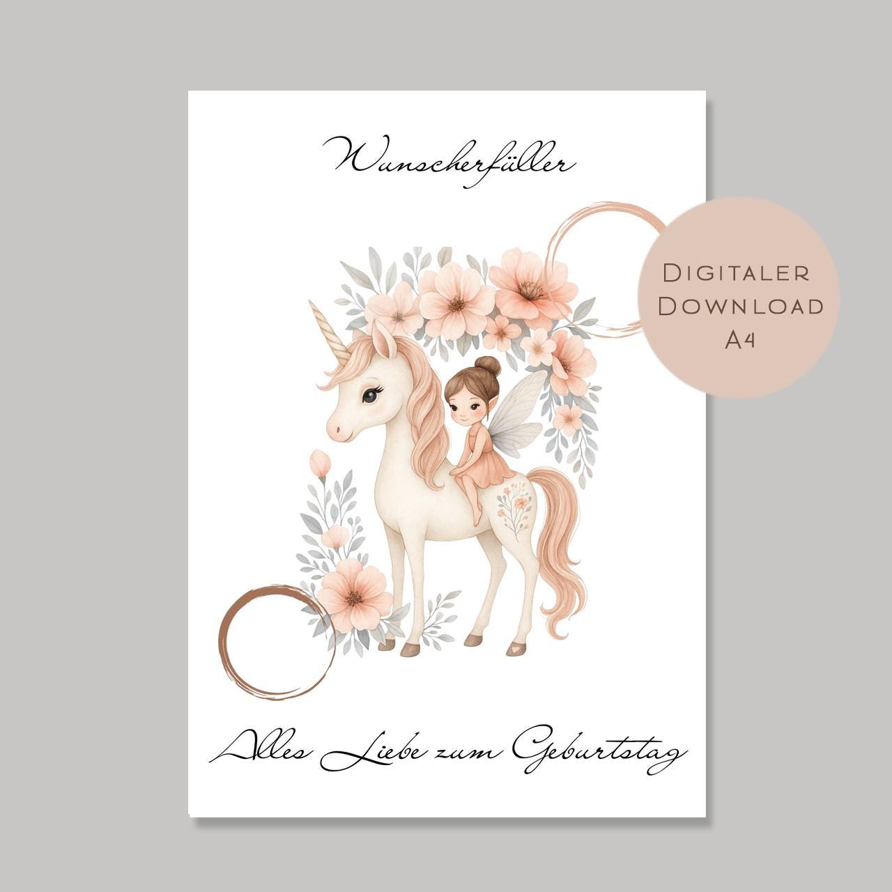 Geldgeschenk Einhorn Fee I Gutschein für Pferdemädchen I Geschenkidee Fee Ausdrucken I Geburtstag Geld schenken I Geburtstagsgeschenk PDF A4
