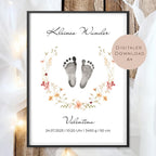 Geburtsgeschenk Baby Geburt Geschenk l Fußabdruck zur Taufe Geburt l personalisiert mit Name & Geburtsdaten l Wanddeko digital PDF A4
