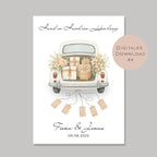 Hochzeitsgeschenk personalisiert mit Name & Datum I Geschenk für Brautpaar I Geldgeschenk Hochzeit I Vintage Auto PDF I Digital Ausdrucken