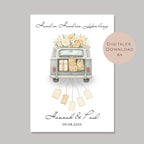 Hochzeitsgeschenk personalisiert mit Name & Datum I Geschenk für Brautpaar I Geldgeschenk Hochzeit I Bus Camper Auto PDF Digital Ausdrucken