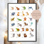 ABC Tiere Poster zum Lernen l Geschenk Einschulung Kindergarten Vorschule l PDF Download l Alphabet A bis Z  Geburtstag Deko Kinderzimmer