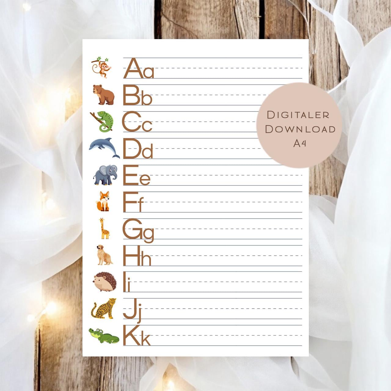 ABC Übungsblätter mit Tieren zum Ausdrucken l Alphabet lernen für Kinder l Buchstaben schreiben üben l PDF Download Vorschule l Einschulung