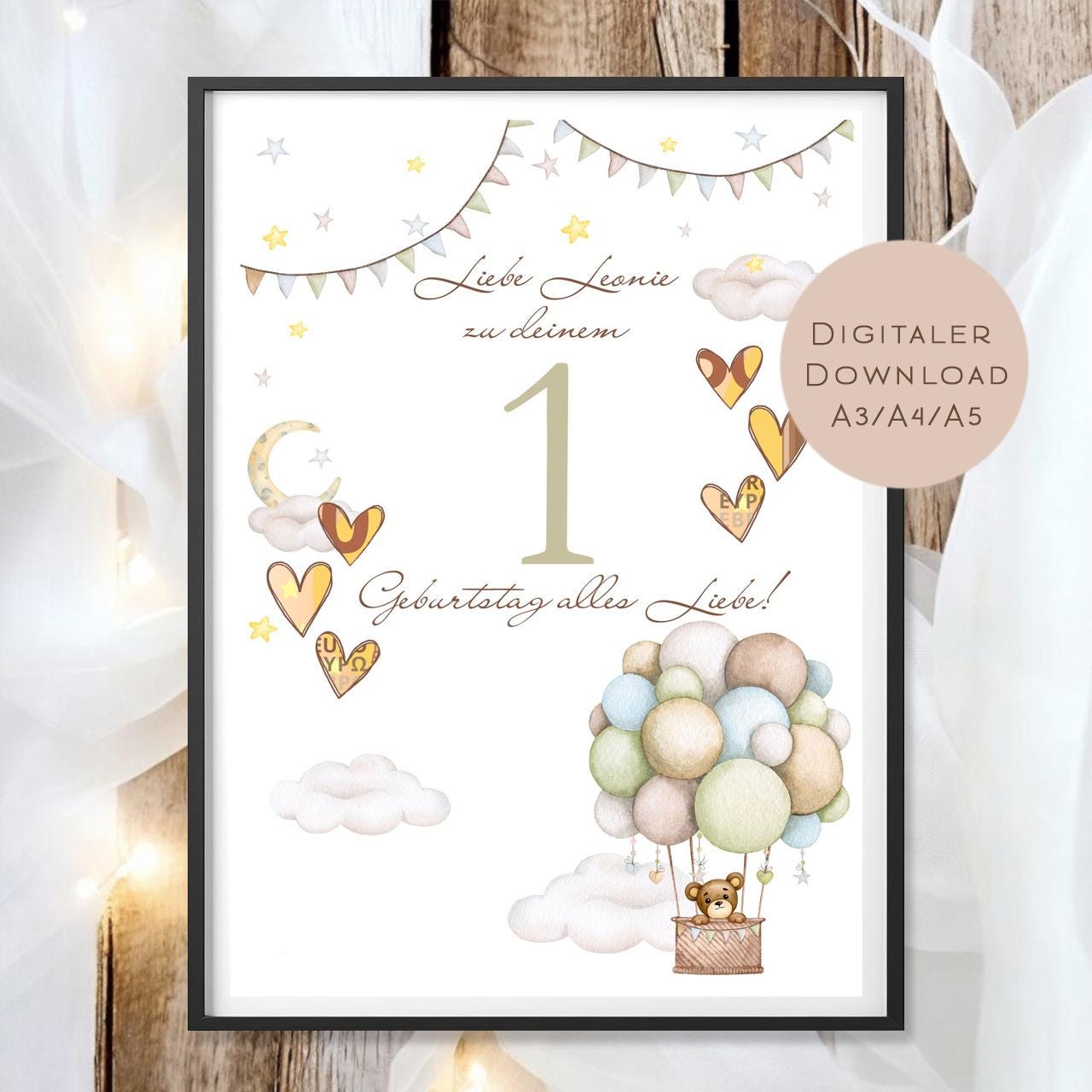 Geldgeschenk 1 Geburtstag l erster Geburtstag Geld schenken l Geschenk Gutschein Geburtstagsgeschenk Baby l Wunscherfüller download PDF