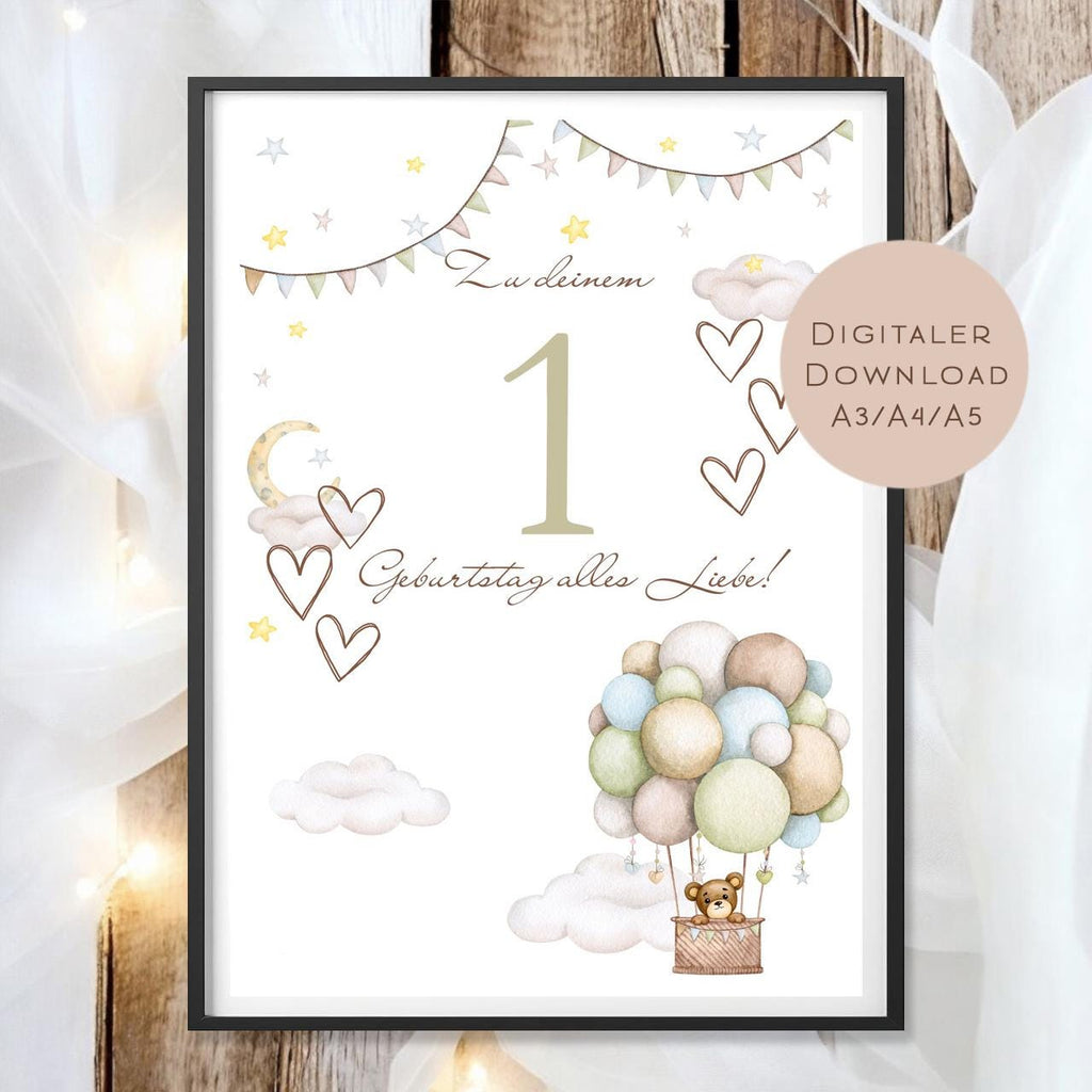 Geldgeschenk 1 Geburtstag l erster Geburtstag Geld schenken l Geschenk Gutschein Geburtstagsgeschenk Baby l Wunscherfüller download PDF