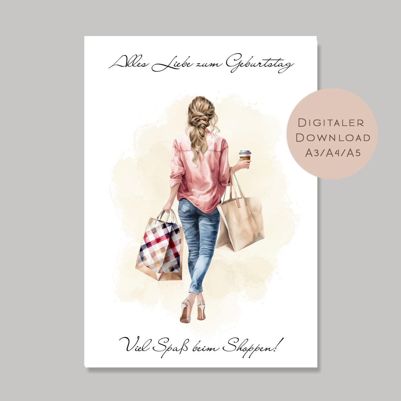Geldgeschenk zum Shoppen I Gutschein für Kleidung & Mode I Geschenkidee für Frauen zum Ausdrucken I Shopping Girl Blond I PDF Download