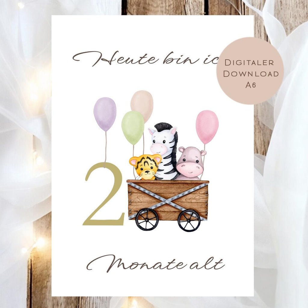 Meilensteinkarten Baby  l Geschenk zur Schwangerschaft l Geburtsgeschenk Baby l Babys erstes Jahr l Erinnerung zur Geburt PDF A6 Ausdrucken