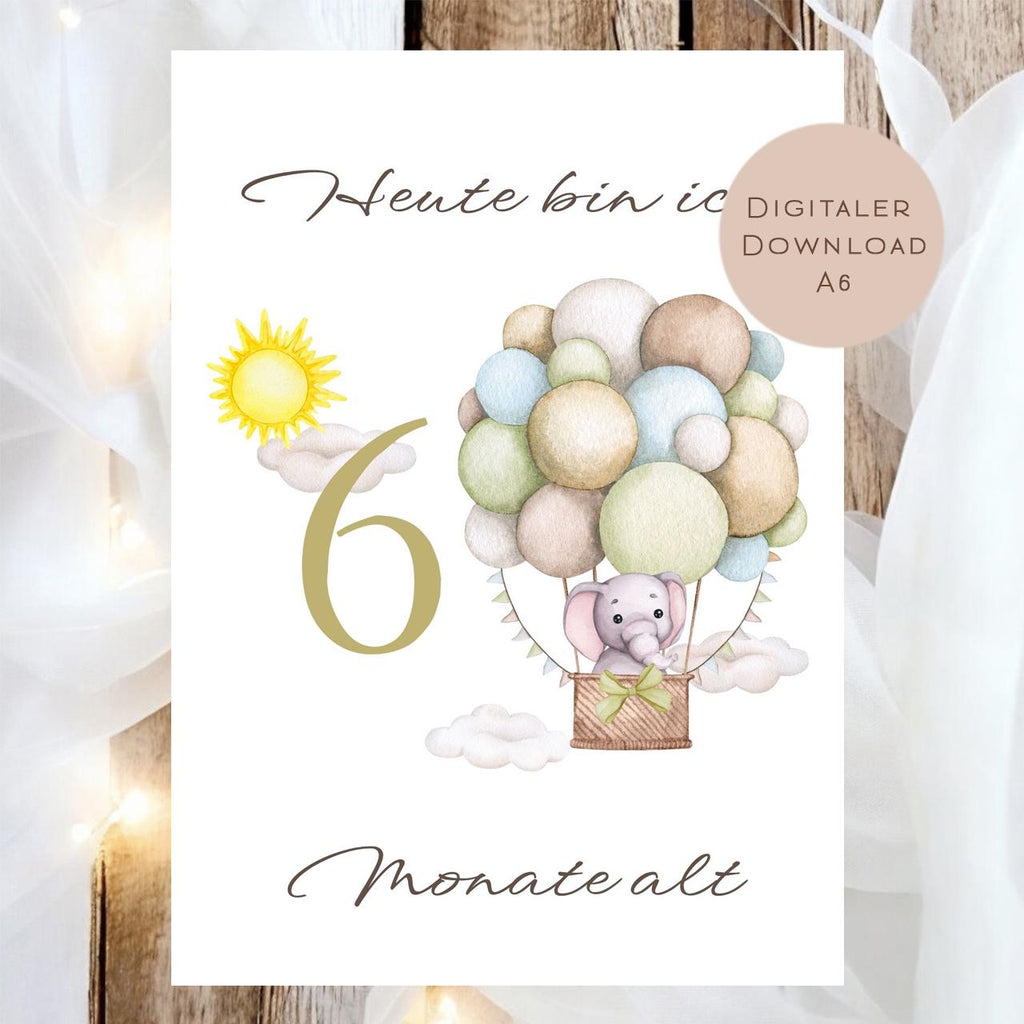 Meilensteinkarten Baby  l Geschenk zur Schwangerschaft l Geburtsgeschenk Baby l Babys erstes Jahr l Erinnerung zur Geburt PDF A6 Ausdrucken