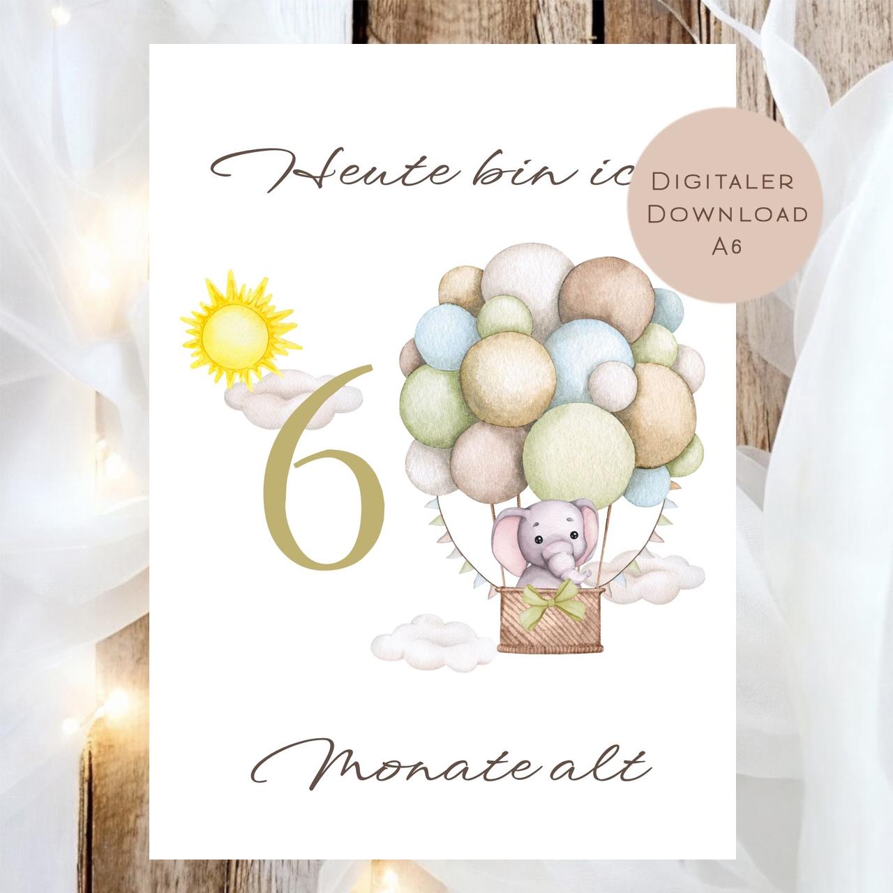 Meilensteinkarten Baby  l Geschenk zur Schwangerschaft l Geburtsgeschenk Baby l Babys erstes Jahr l Erinnerung zur Geburt PDF A6 Ausdrucken