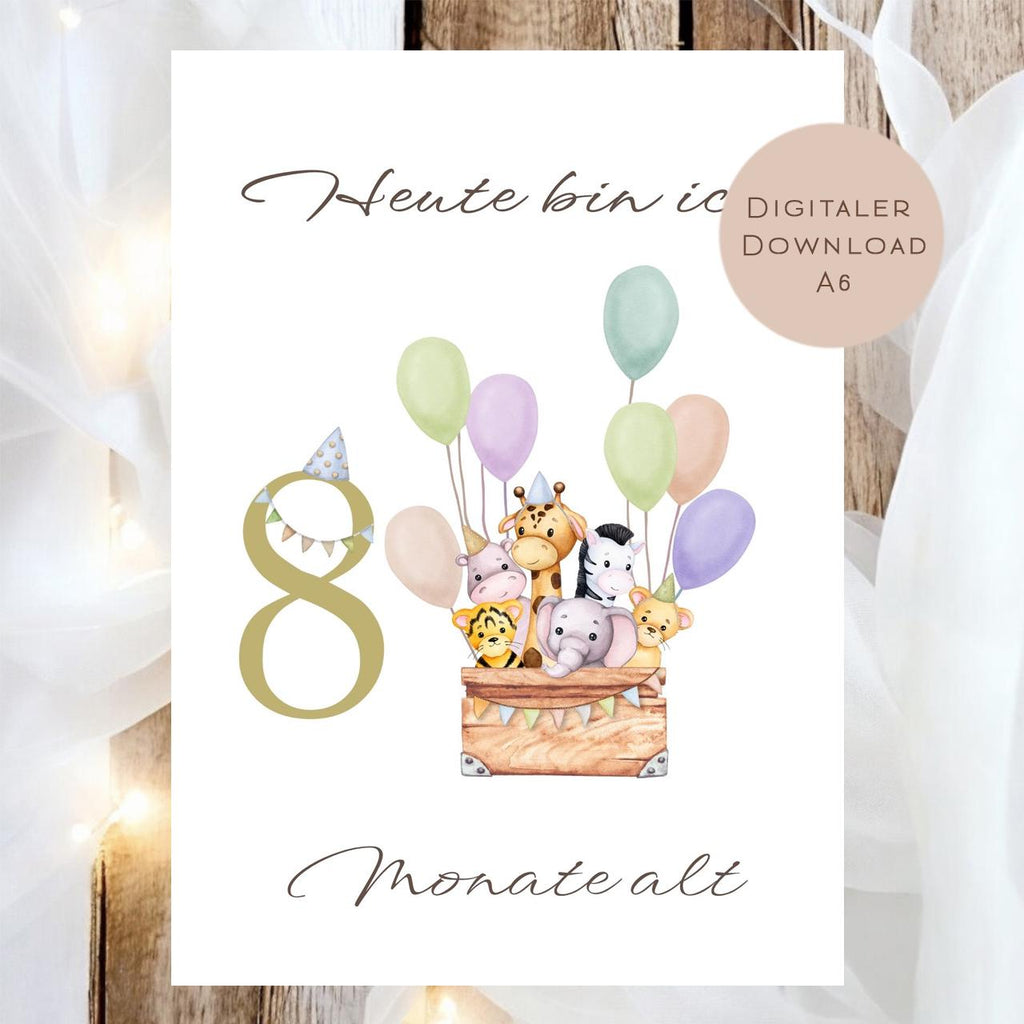 Meilensteinkarten Baby  l Geschenk zur Schwangerschaft l Geburtsgeschenk Baby l Babys erstes Jahr l Erinnerung zur Geburt PDF A6 Ausdrucken