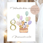 Meilensteinkarten Baby  l Geschenk zur Schwangerschaft l Geburtsgeschenk Baby l Babys erstes Jahr l Erinnerung zur Geburt PDF A6 Ausdrucken