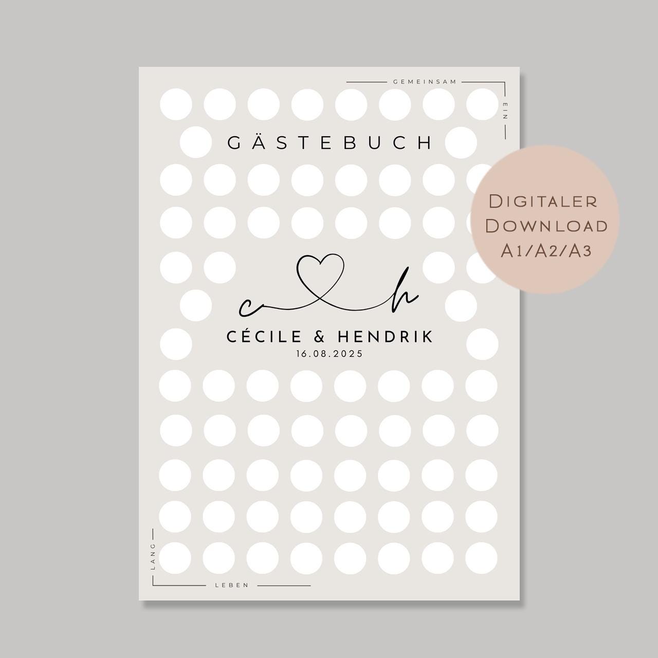 Gästebuch Poster Hochzeit personalisiert l Geschenk Brautpaar l Hochzeitsgeschenk Ideen l zum Beschriften & Einrahmen A3 A2 A1 Download PDF