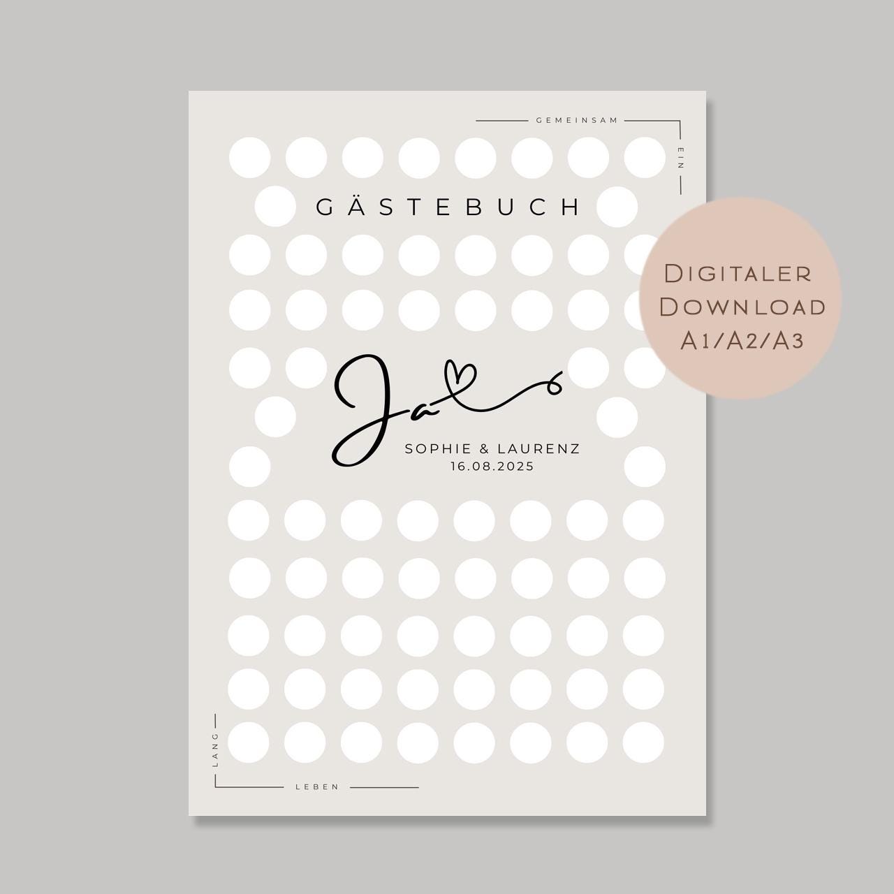 Gästebuch Poster Hochzeit personalisiert l Geschenk Brautpaar l Hochzeitsgeschenk Ideen l zum Beschriften & Einrahmen A3 A2 A1 Download PDF