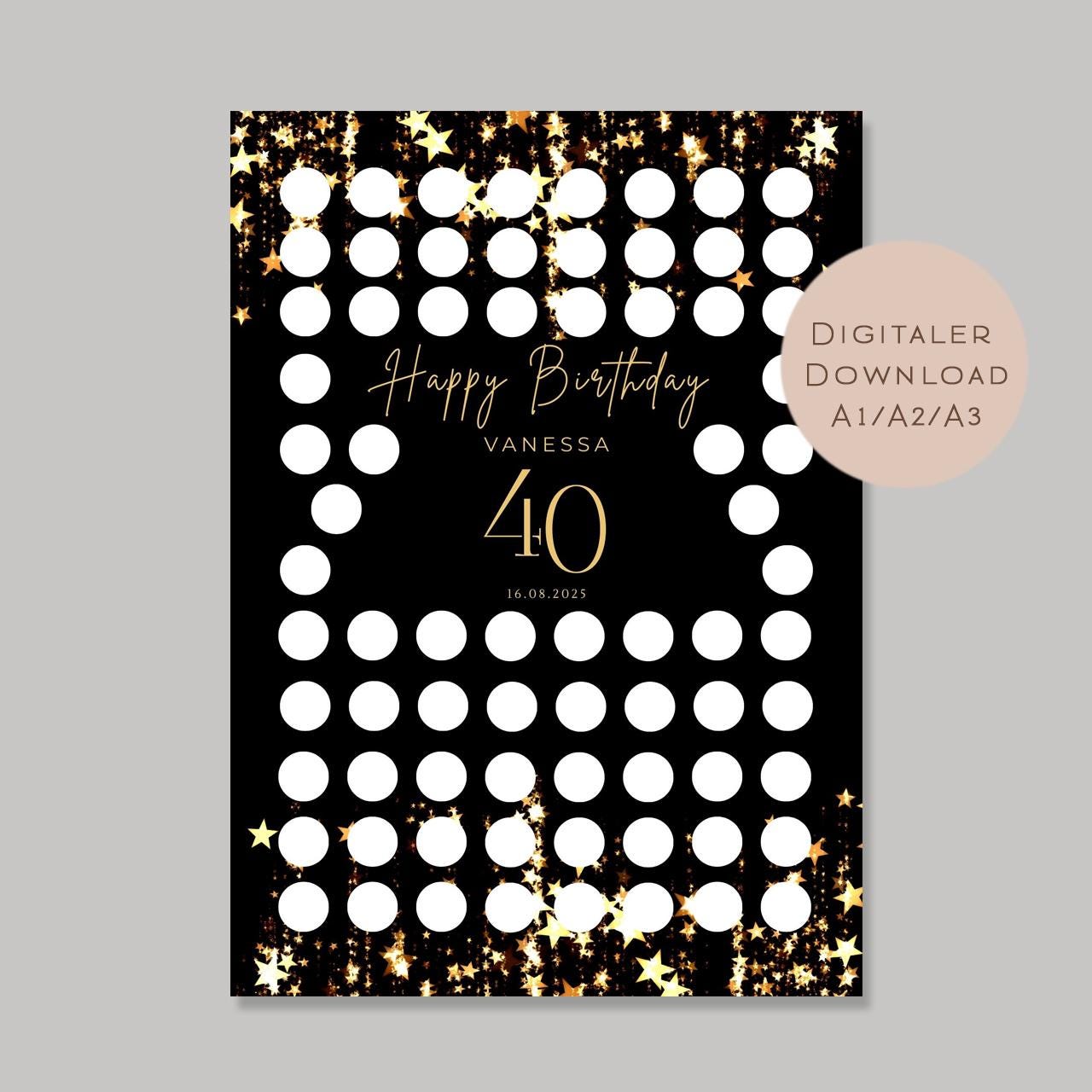 Gästebuch Poster Geburtstag Name personalisiert l Geburtstagsgeschenk runder Geburtstag l zum Beschriften & Einrahmen A3 A2 A1 Download PDF