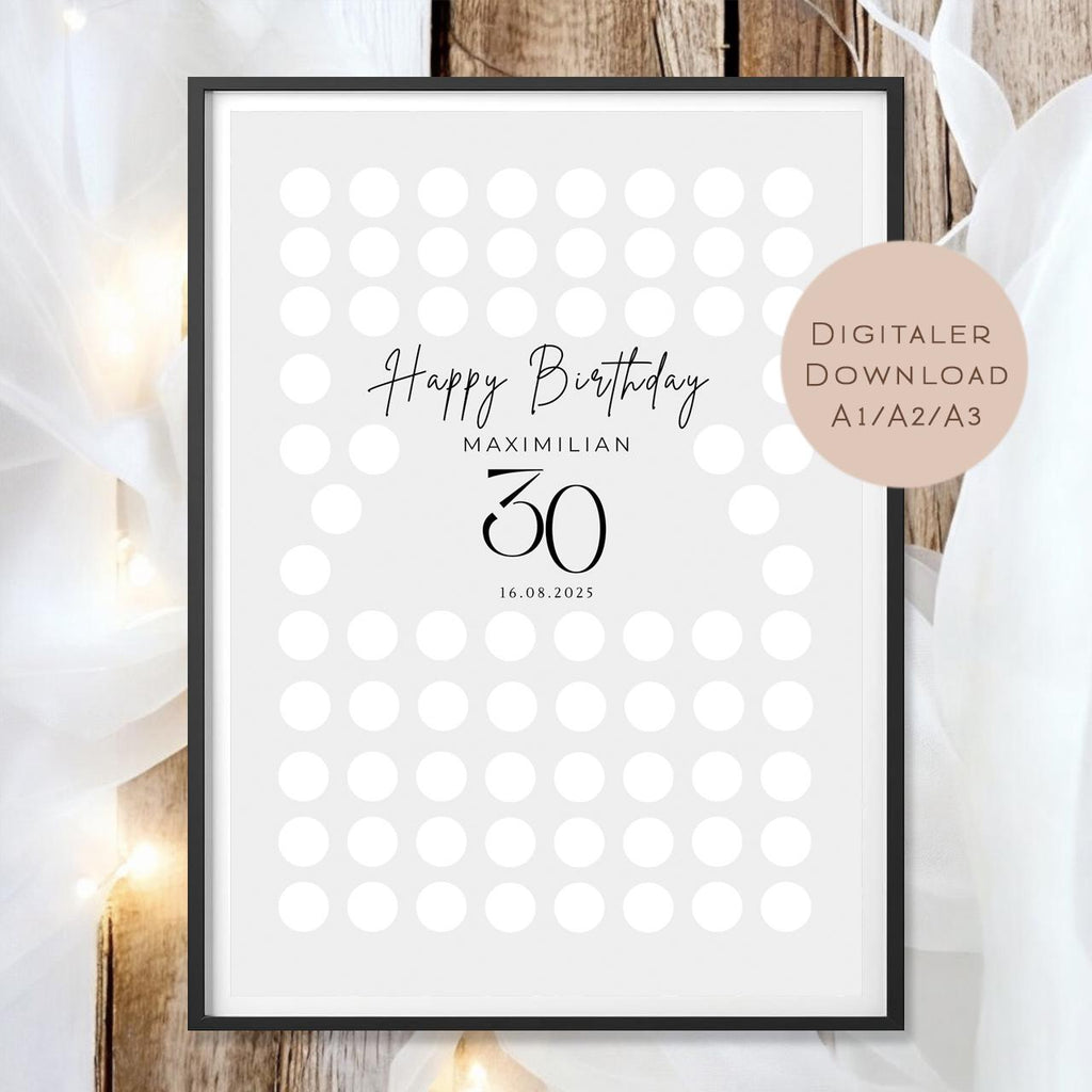 Gästebuch Poster Geburtstag Name personalisiert l Geburtstagsgeschenk runder Geburtstag l zum Beschriften & Einrahmen A3 A2 A1 Download PDF