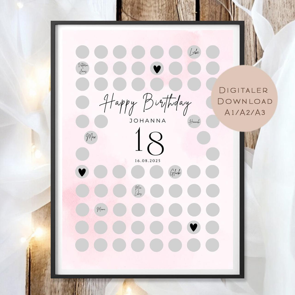 Gästebuch Poster Geburtstag Name personalisiert l Geburtstagsgeschenk runder Geburtstag l zum Beschriften & Einrahmen A3 A2 A1 Download PDF