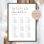 Sitzplan Hochzeit groß l Sitzordnung Schild l Willkommensschild Hochzeit l Tischordnung Schild Hochzeit I Sitzplatz Namen personalisiert PDF