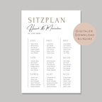 Sitzplan Hochzeit groß l Sitzordnung Schild l Willkommensschild Hochzeit l Tischordnung Schild Hochzeit I Sitzplatz Namen personalisiert PDF
