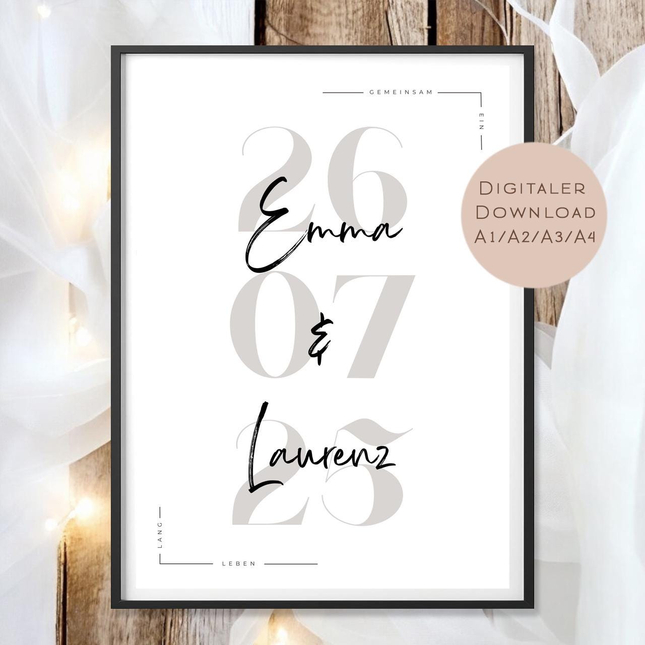 Hochzeit Poster Name Datum l Hochzeitsgeschenk Name personalisiert l Brautpaar Geldgeschenk Hochzeit Geschenk l  Richtfest Geld schenken PDF