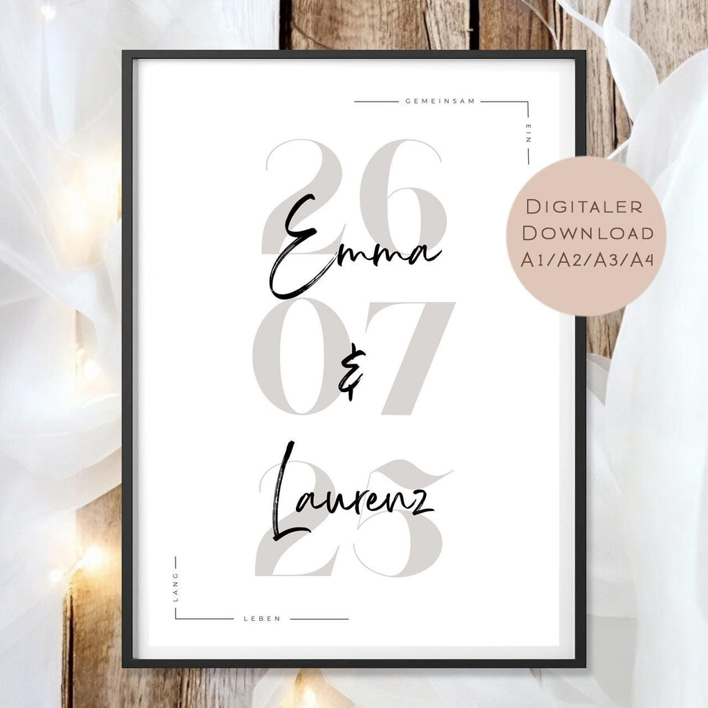 Hochzeit Poster Name Datum l Hochzeitsgeschenk Name personalisiert l Brautpaar Geldgeschenk Hochzeit Geschenk l  Richtfest Geld schenken PDF