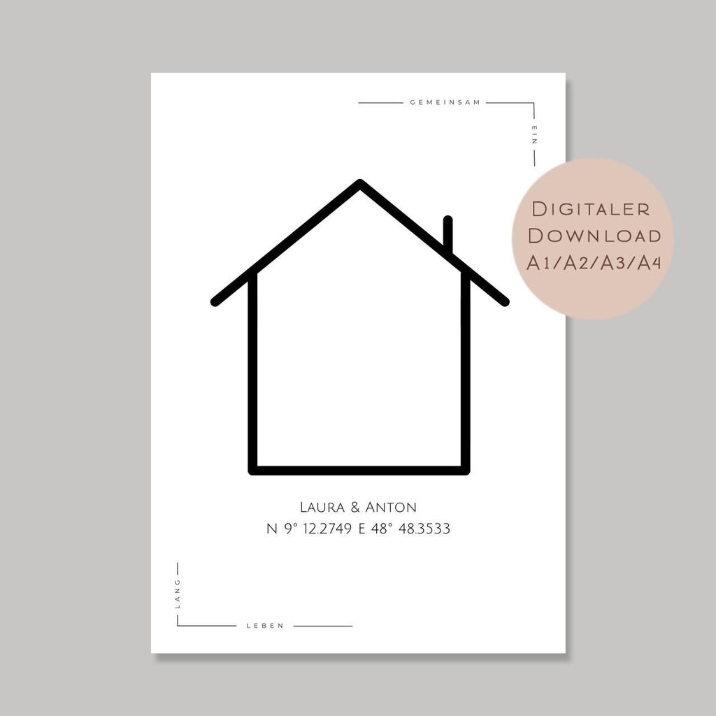 Koordinaten Bild Zuhause Hochzeit Poster l Hochzeitsgeschenk Name personalisiert l Brautpaar Hochzeit Geschenk l Richtfest Geld schenken PDF