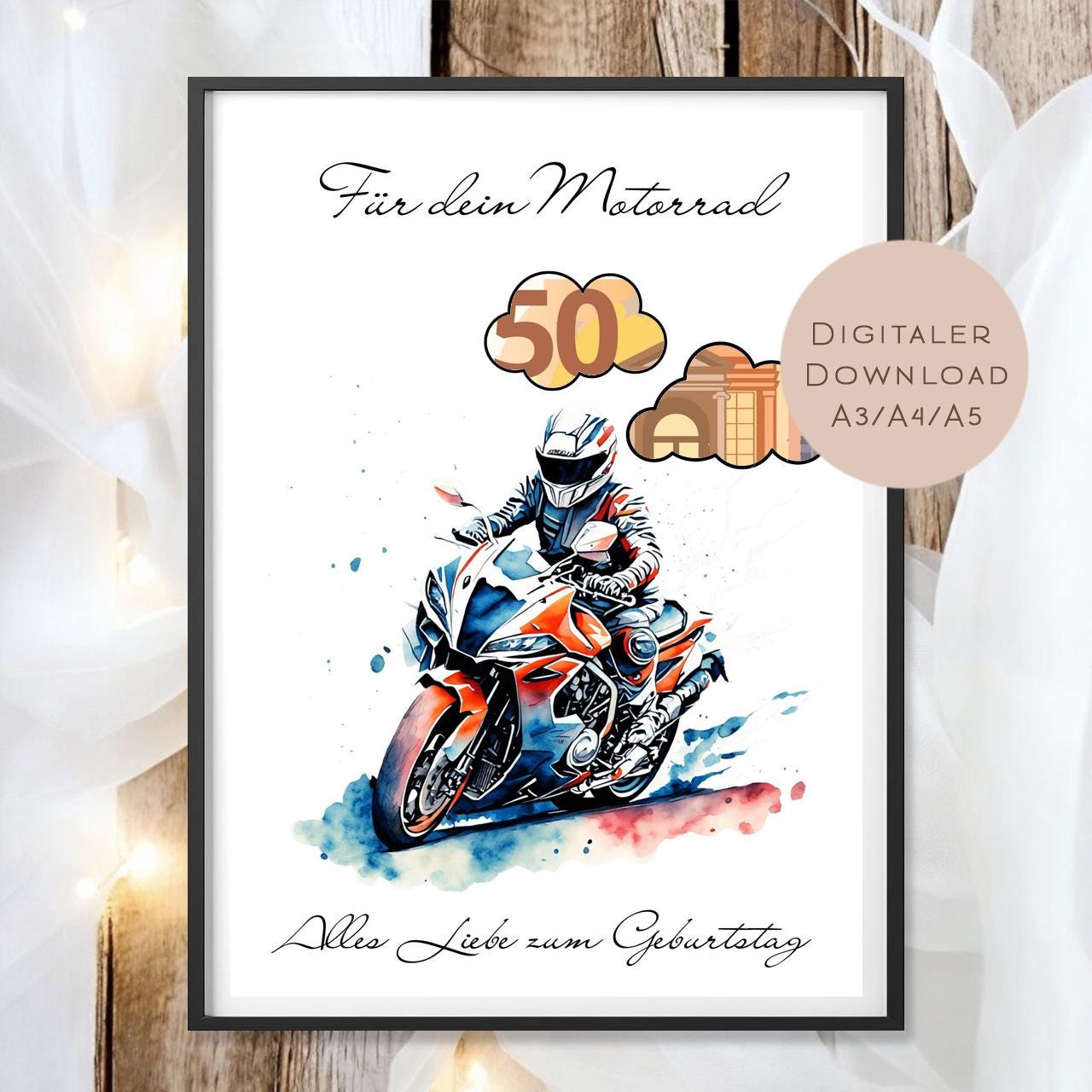 Geldgeschenk Motorrad I Gutschein für Reisekasse I Geschenkidee Biker zum Ausdrucken I Geburtstag Geld schenken I Geburtstagsgeschenk PDF