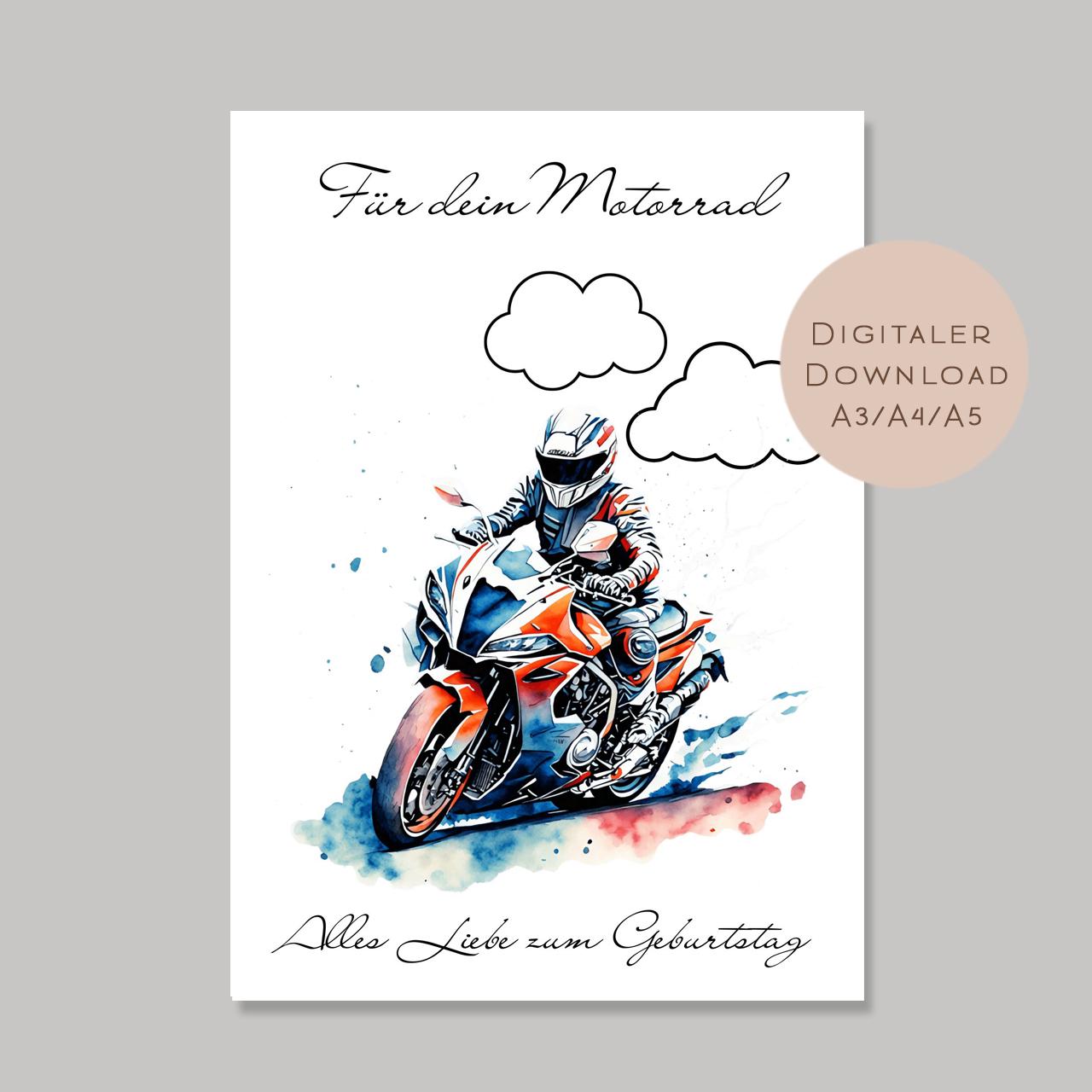 Geldgeschenk Motorrad I Gutschein für Reisekasse I Geschenkidee Biker zum Ausdrucken I Geburtstag Geld schenken I Geburtstagsgeschenk PDF