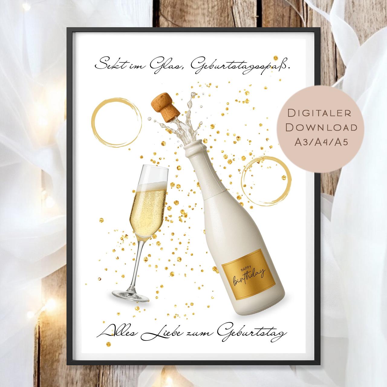 Geldgeschenk Sekt I Gutschein für Mädelsabend I Geschenkidee Frau Ausdrucken I Geburtstag Freundin Geld schenken I Geburtstagsgeschenk PDF