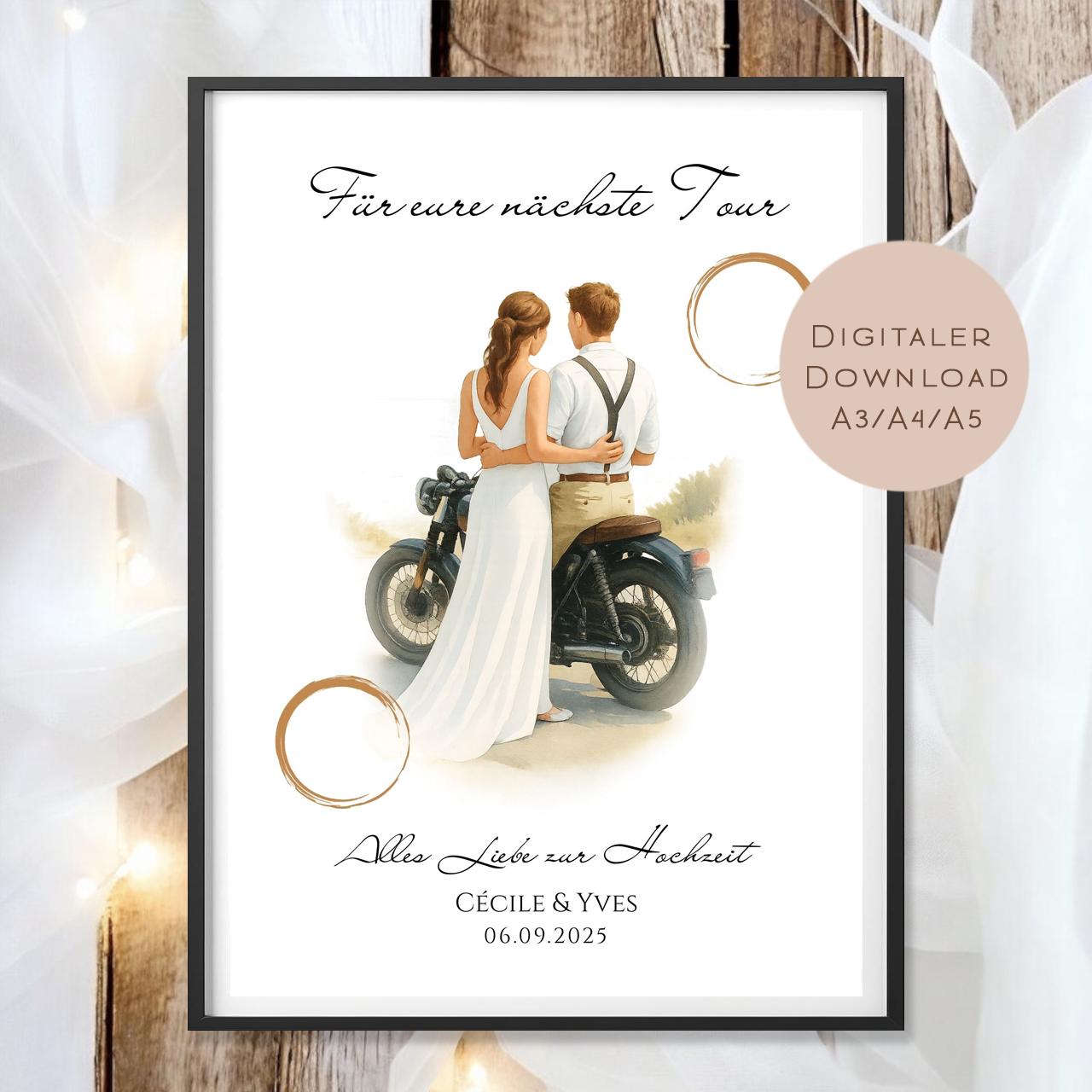Hochzeit Geldgeschenk Motorrad I Gutschein Biker Reisekasse I Name Geschenk Brautpaar Ausdrucken I Geld schenken I Hochzeitssgeschenk PDF