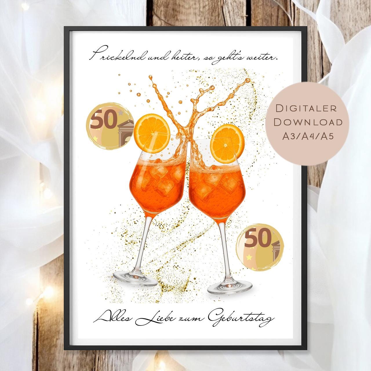 Geldgeschenk Orange Spritz I Gutschein Mädelsabend I Geschenk Frau Ausdrucken I Geburtstag Freundin Geld schenken I Geburtstagsgeschenk PDF