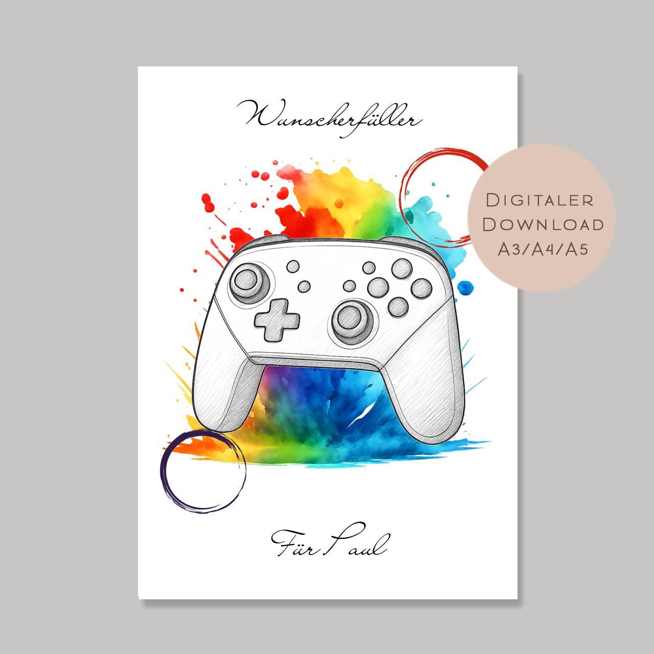 Geldgeschenk Controller Joystick l Geburtstag Geld schenken l Gamer Geschenk Zocker l Gutschein Geburtstagsgeschenk Name personalisiert PDF