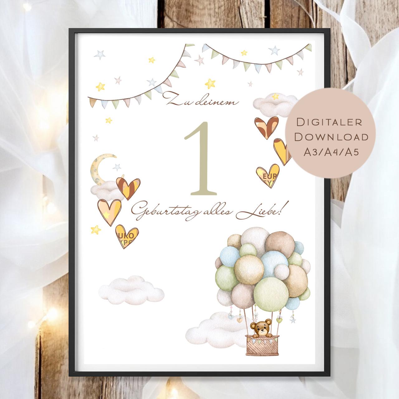 Geldgeschenk 1 Geburtstag l erster Geburtstag Geld schenken l Geschenk Gutschein Geburtstagsgeschenk Baby l Wunscherfüller download PDF